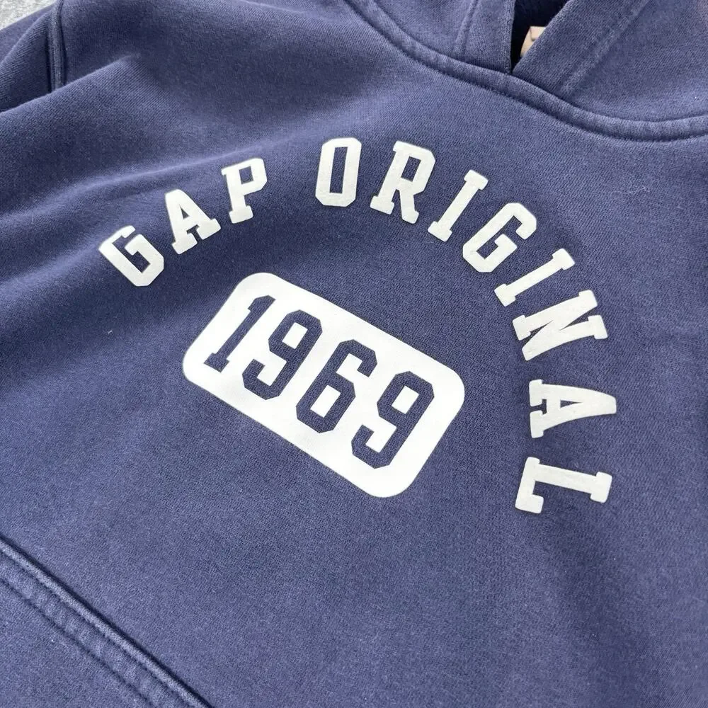 Gap Kids Original 1969 Hoodie Navy Blue Pullover Sweatshirt Fleece Youth Large